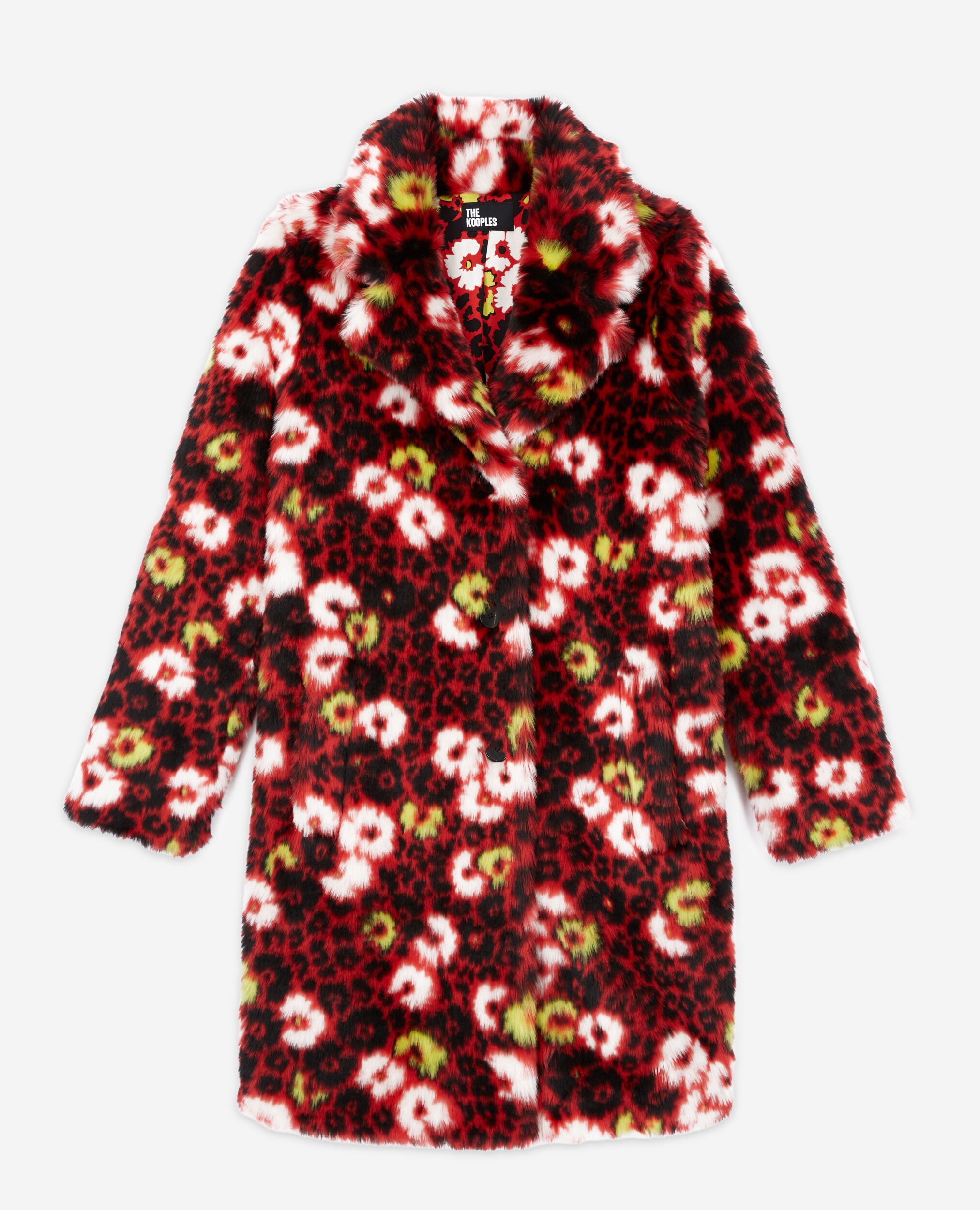 Kunstpelzmantel mit Blumenprint, DARK RED, hi-res image number null