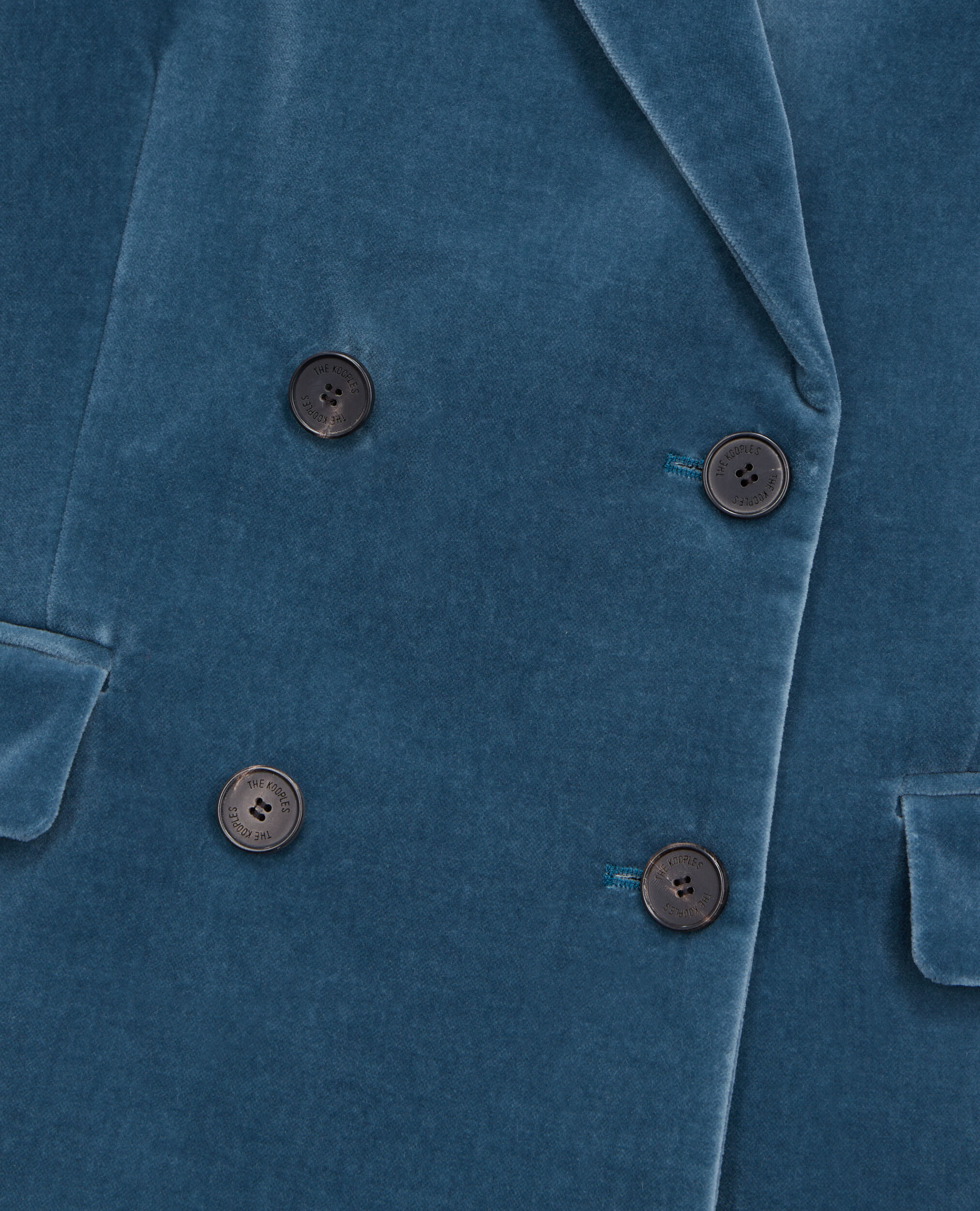 Veste tailleur bleue courte en velours, BLUE PETROL, hi-res image number null