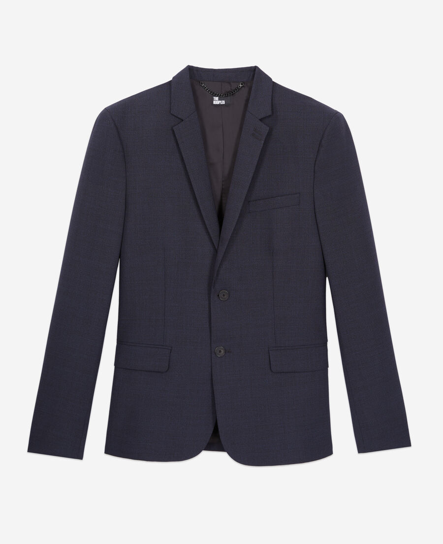 chaqueta traje azul marino lana micromotivos
