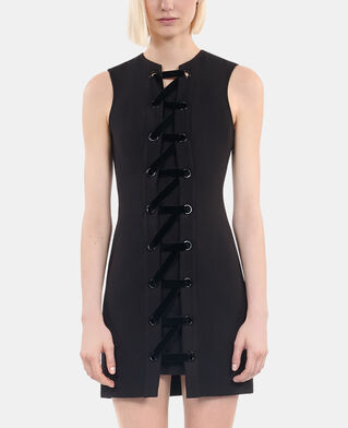 The Kooples FEMME BLACK robe courte avec la&ccedil;age noire