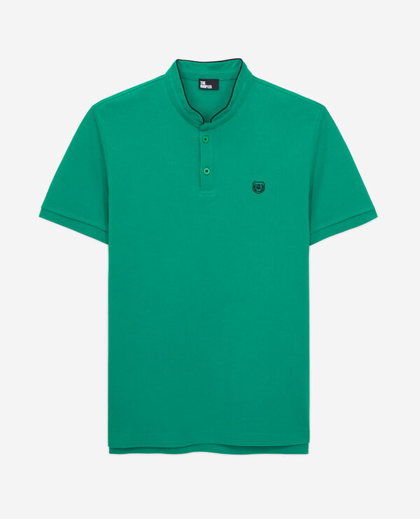 green officer collar polo shirt