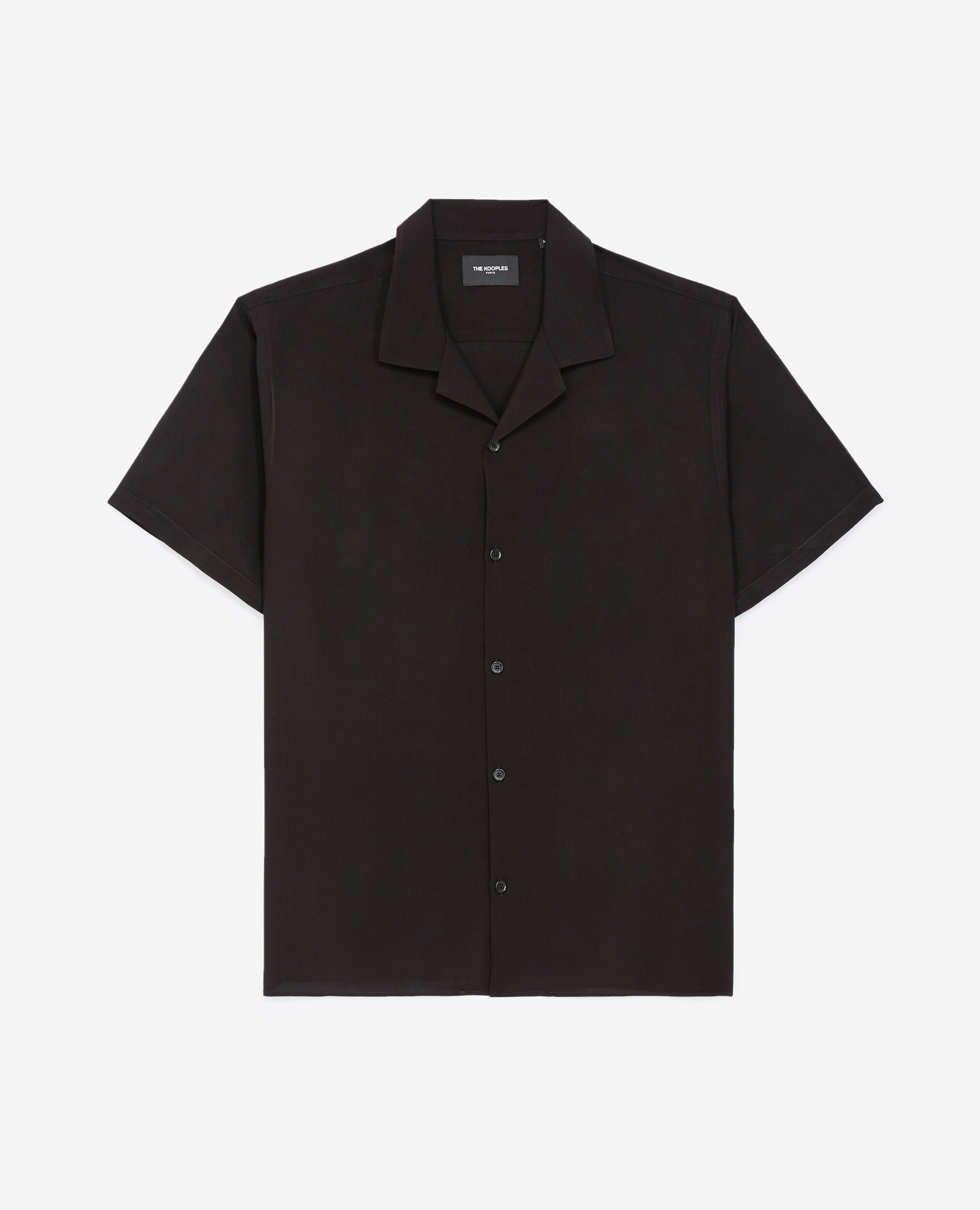 Flowing black shirt with short sleeves, BLACK, hi-res image number null