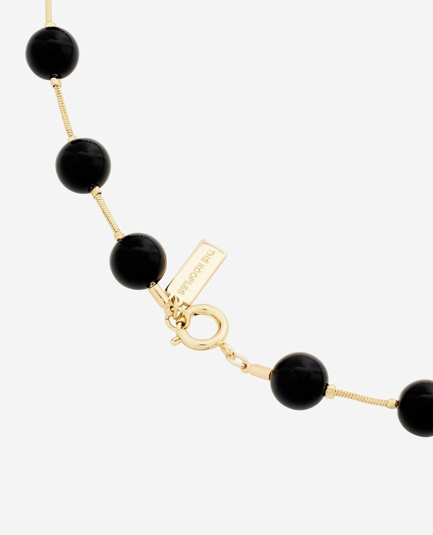 The Kooples DAMEN GOLD perlenkette mit schwarzem herzanhänger