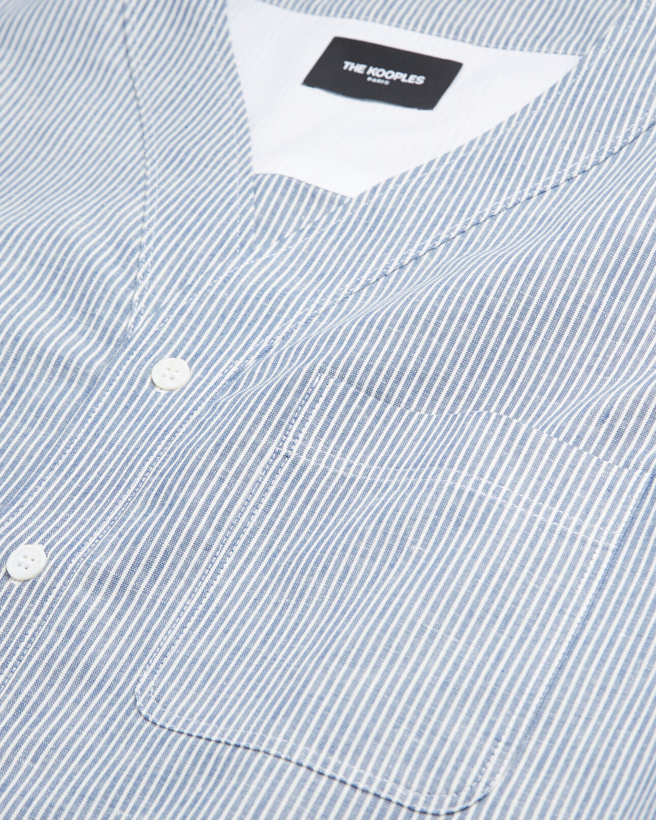 The Kooples HERREN BLUE WHITE hellblaues baumwollhemd mit kurzen ärmeln