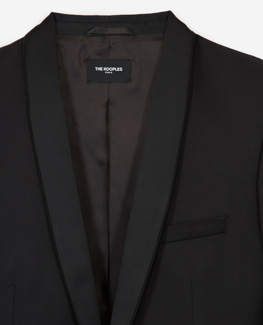 The Kooples MEN BLACK black formal wool jacket with satin lapels