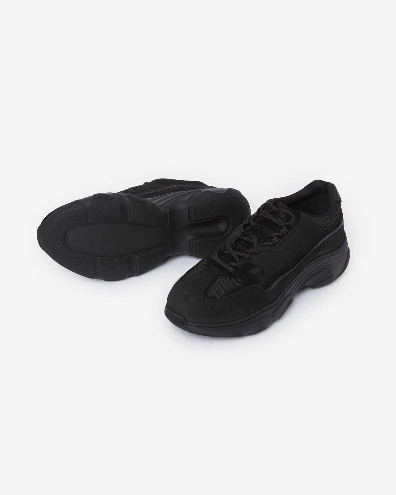 The Kooples HOMME BLACK baskets noires tissu grosses semelles