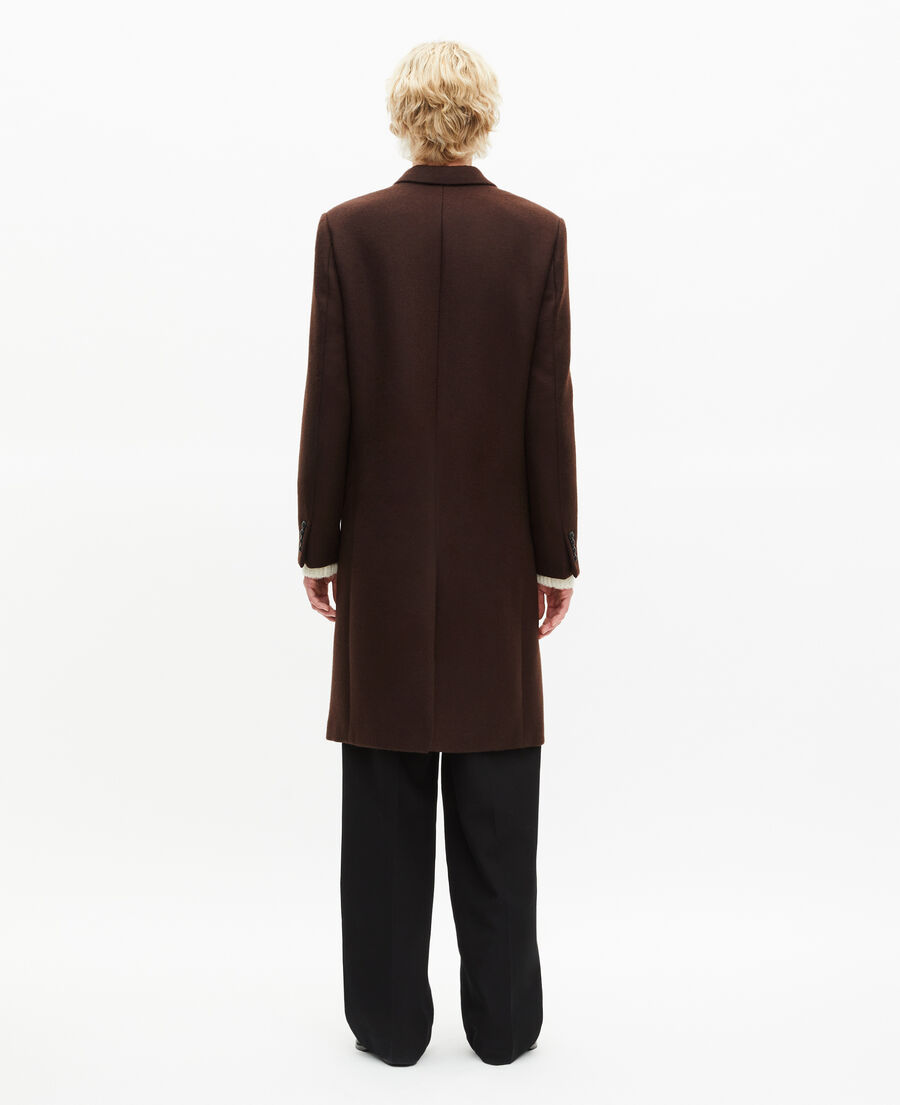 The Kooples MEN CHOCOLATE long brown wool coat
