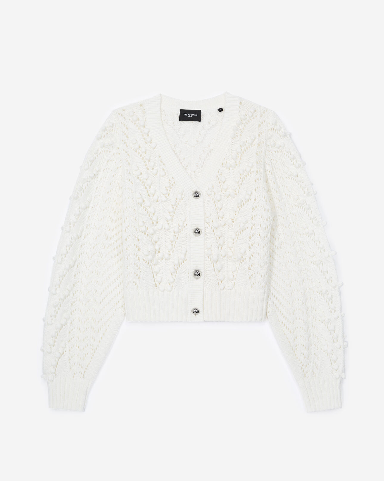 The Kooples FEMME ECRU cardigan coton écru à torsades