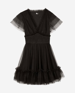 The Kooples FEMME BLACK robe courte en tulle noire