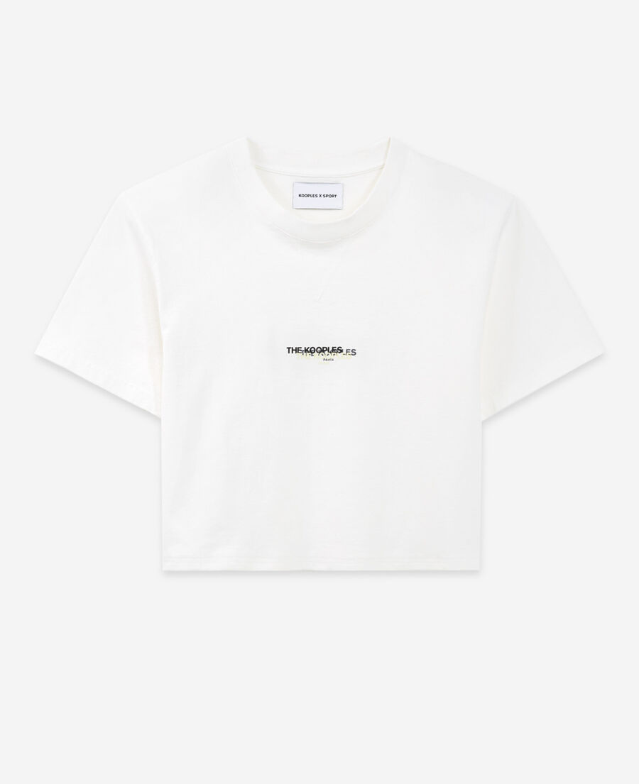 camiseta blanco crudo algodón triple logotipo