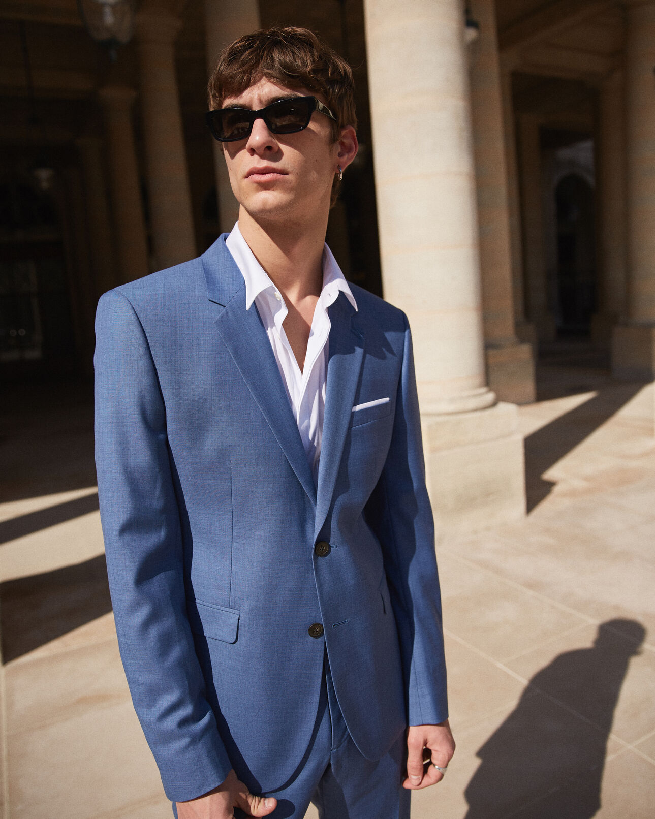 The Kooples MEN BLUE slim-fit blue wool blazer
