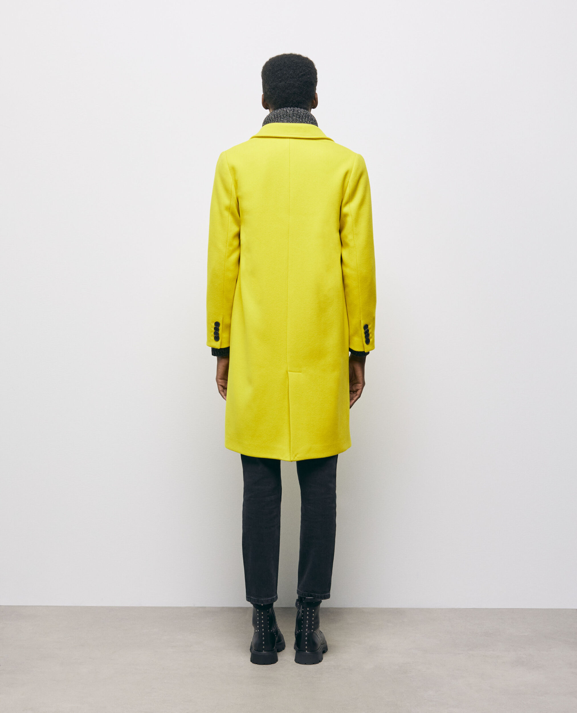 Yellow wool coat, YELLOW, hi-res image number null
