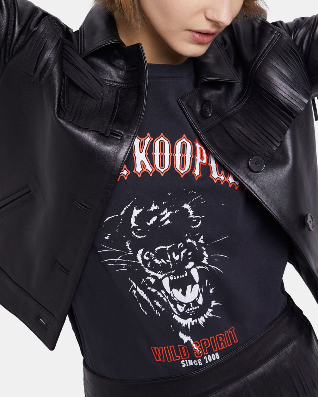 The Kooples WOMEN BLACK black leather jacket