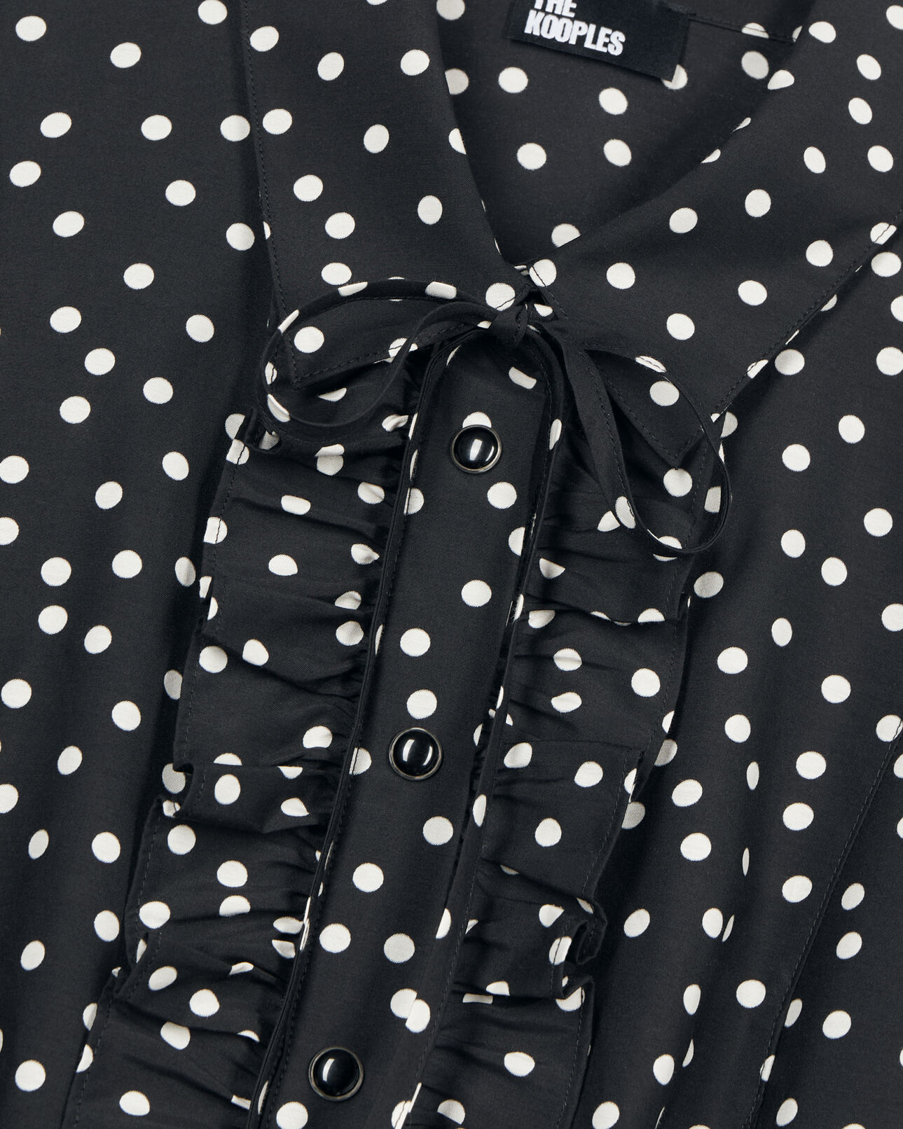 The Kooples DAMEN BLACK WHITE schwarzes hemd mit punkten