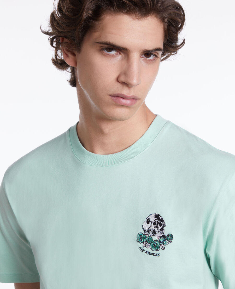 Men's green t-shirt with vintage skull embroidery | The Kooples - UK