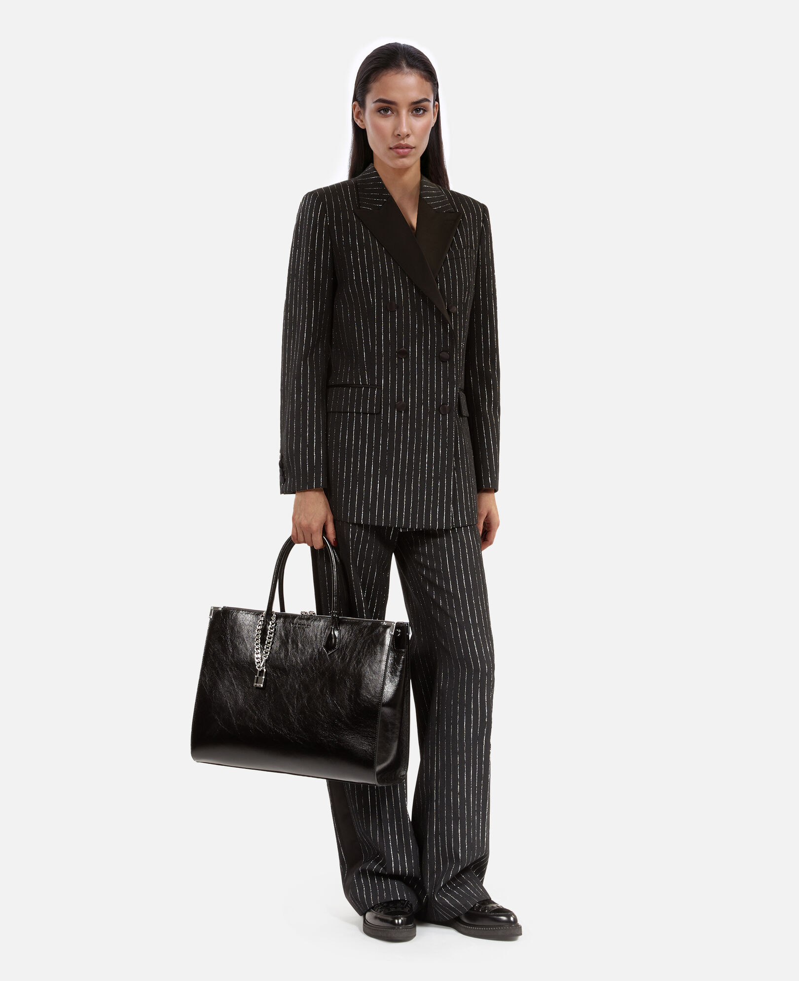 The Kooples FEMME BLACK veste tailleur à rayures noire