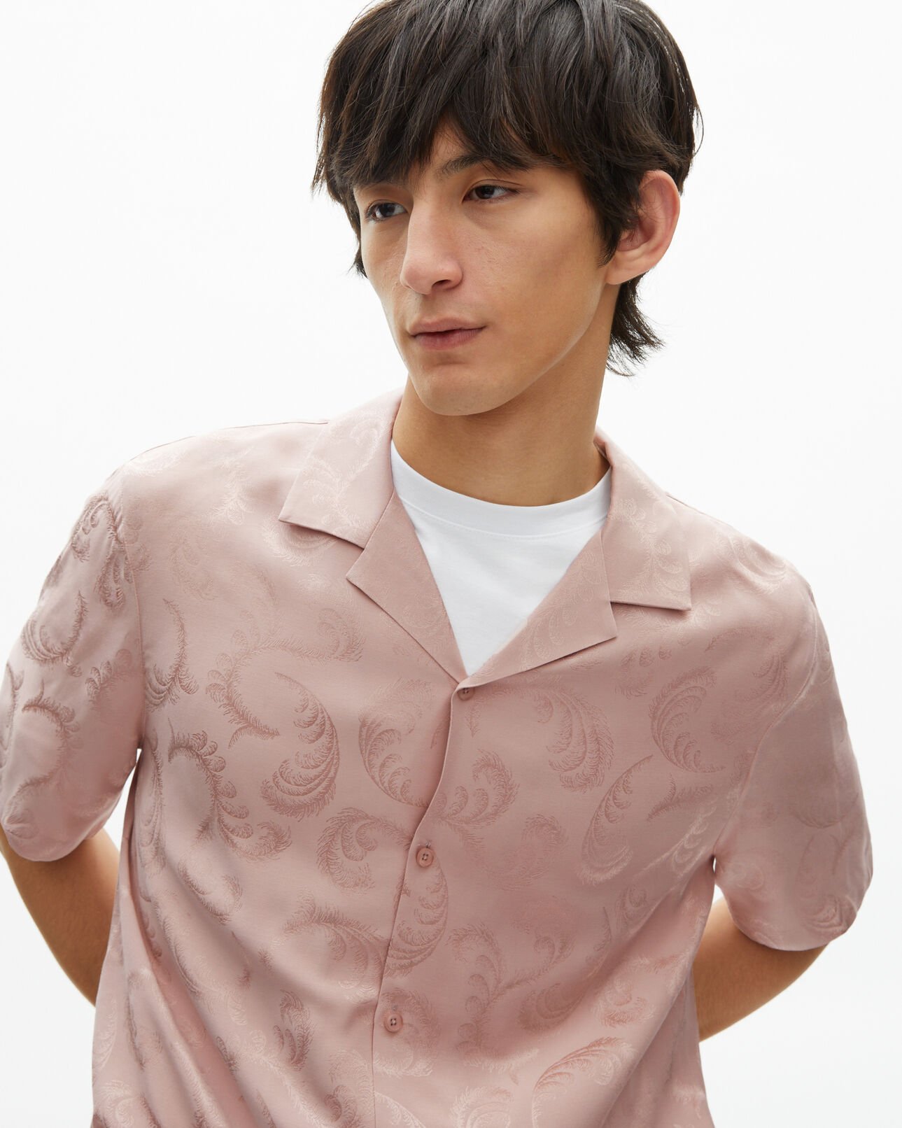The Kooples HOMBRE LILA camisa jacquard rosa de manga corta