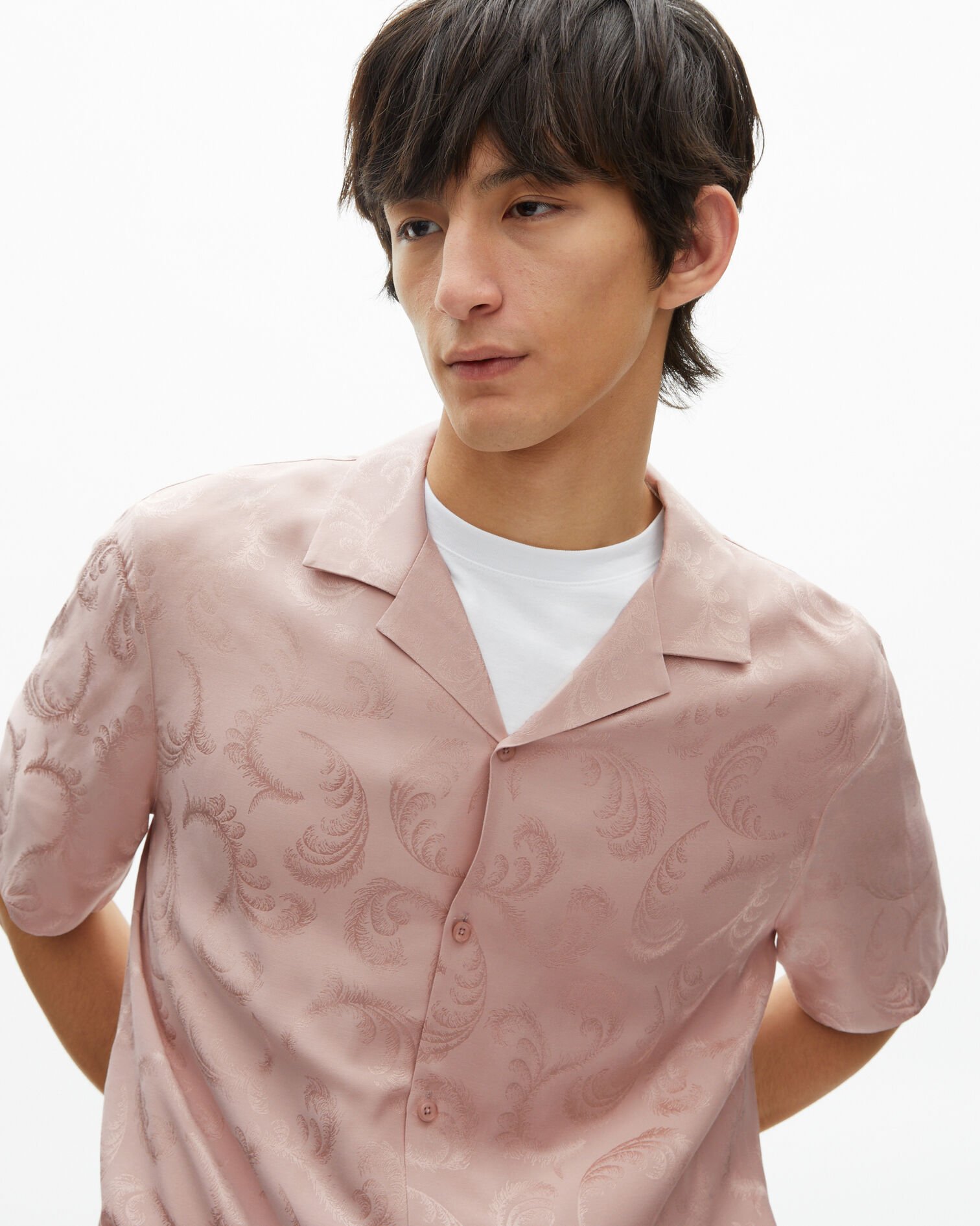 Camisa jacquard rosa de manga corta, LILA, hi-res image number null
