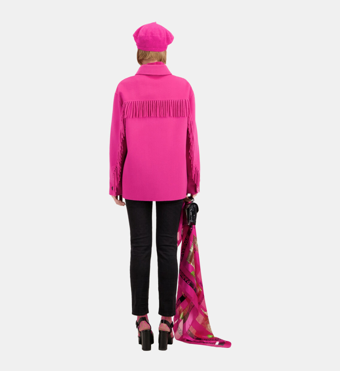 Chaqueta tipo sobrecamisa rosa flecos The Kooples Espa a