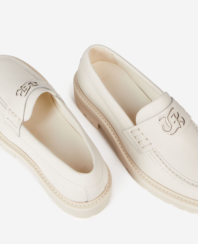 The Kooples DAMEN ECRU ecrufarbene mokassins aus leder