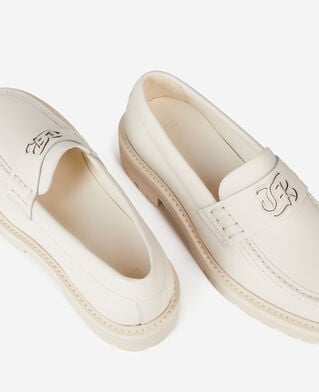 The Kooples DAMEN ECRU ecrufarbene mokassins aus leder