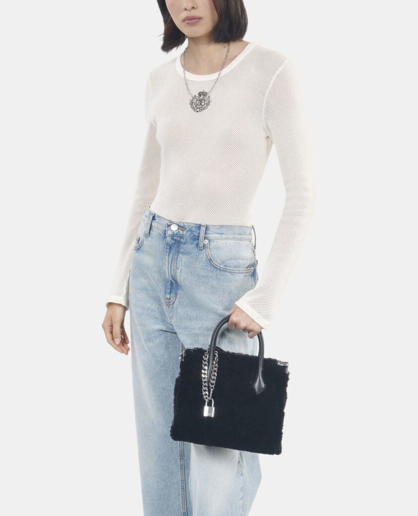 The Kooples WOMEN BLACK black shearling ming bag