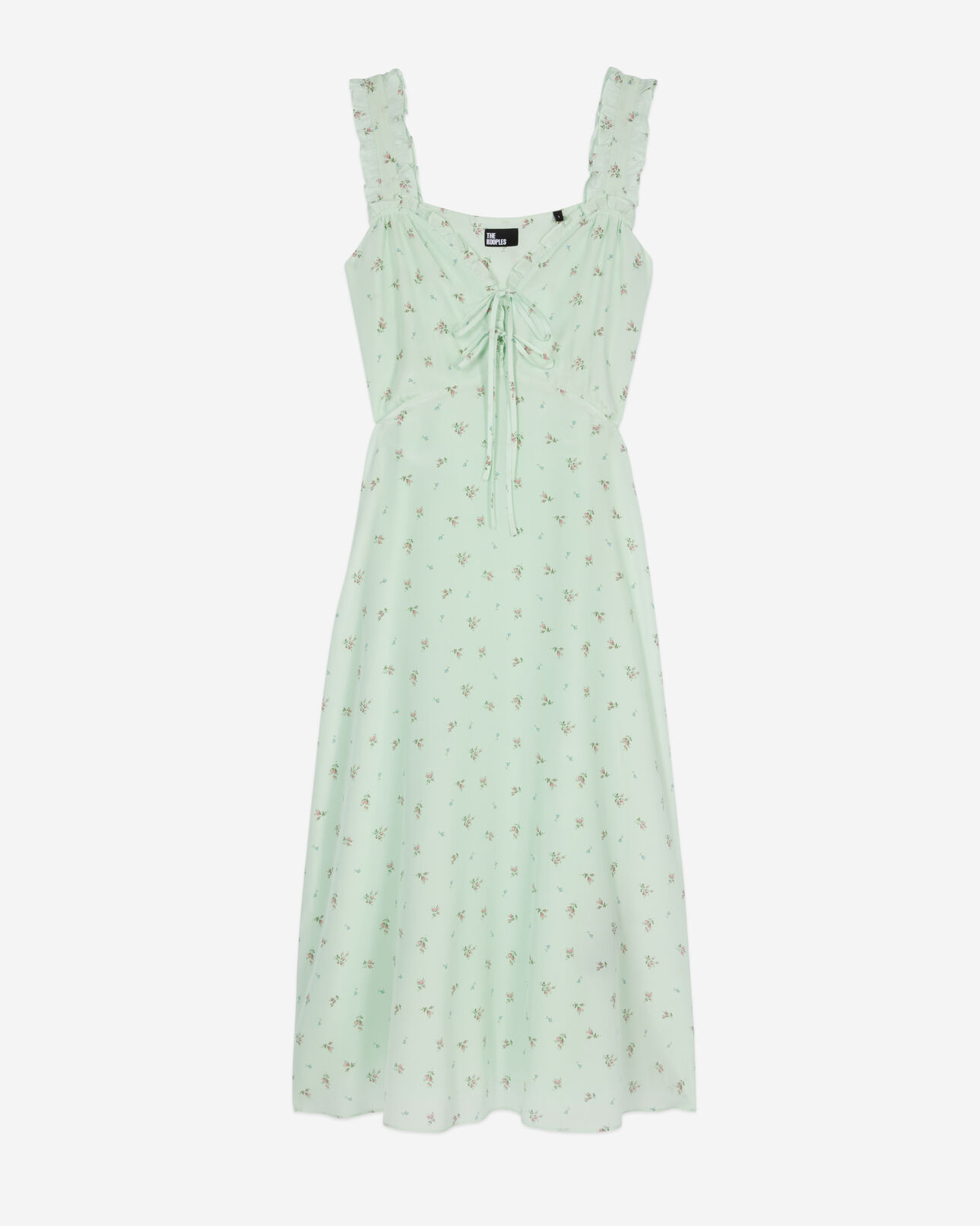 The Kooples FEMME GREEN robe longue fleurie en soie