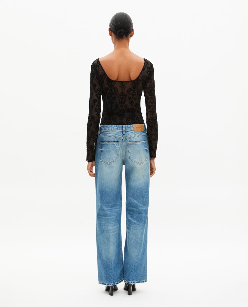 The Kooples FEMME BLACK body en mesh avec flocages noir