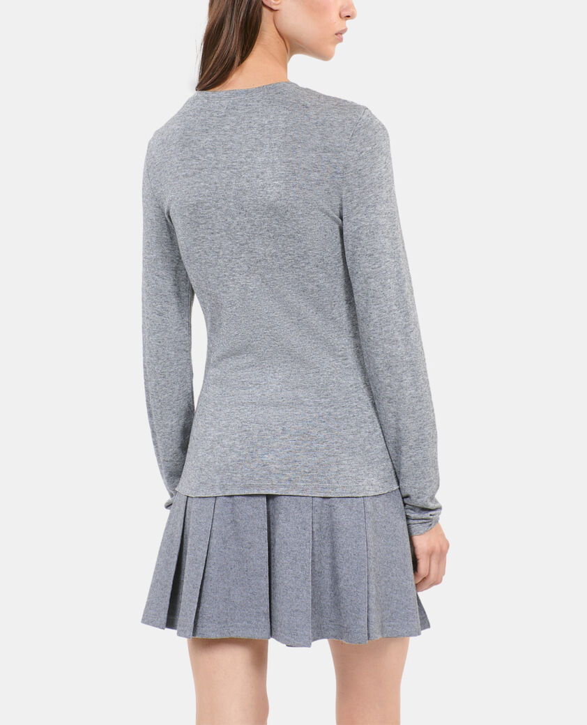 The Kooples FEMME GREY MELANGE t-shirt manches longues imprim&eacute;