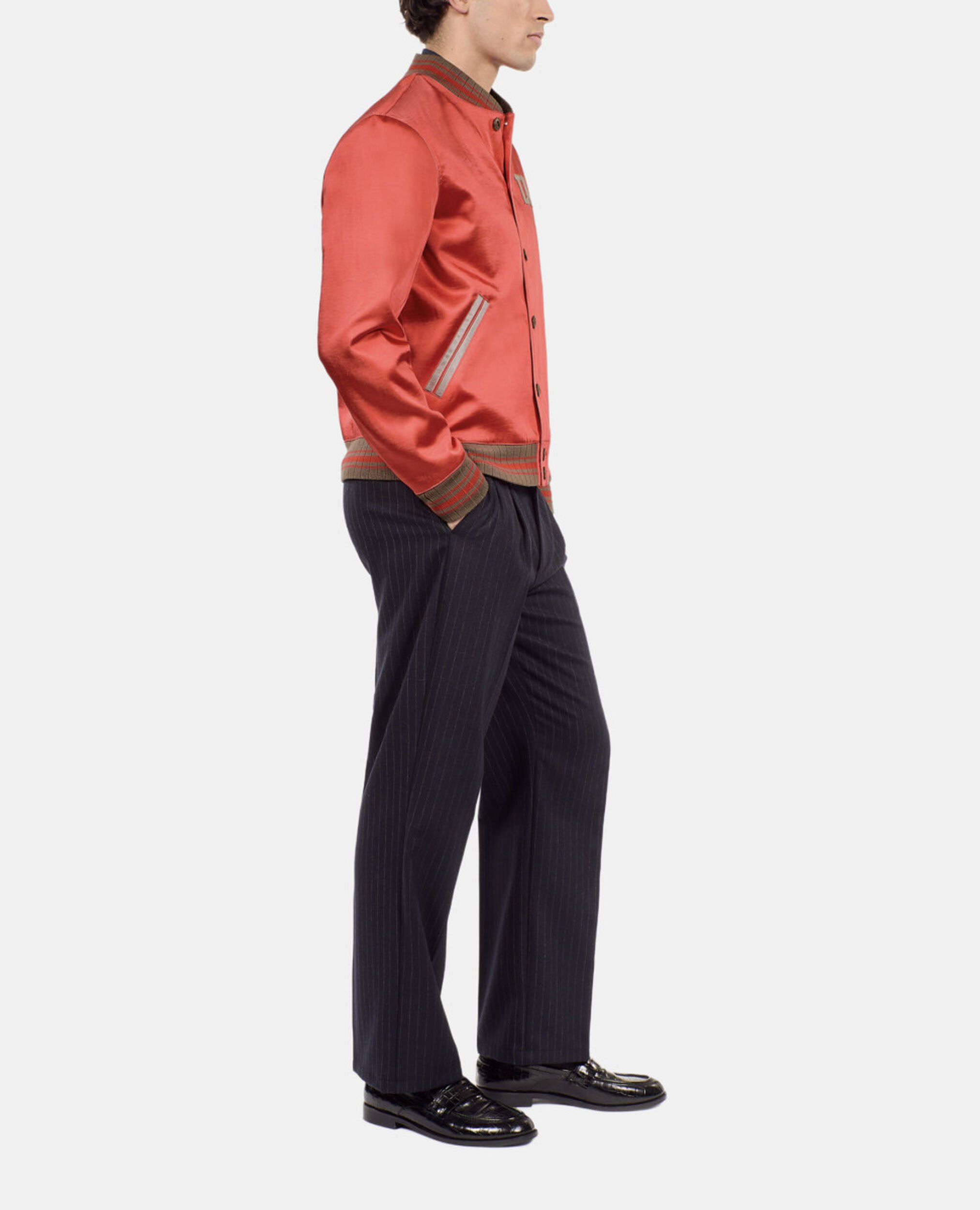 Red satin jacket with patches, RUBIS, hi-res image number null