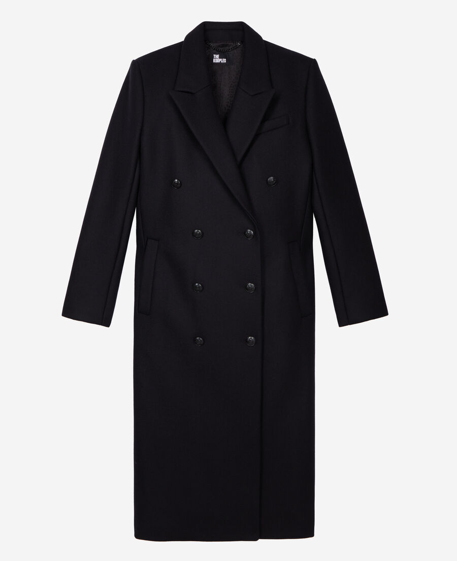 abrigo largo negro lana