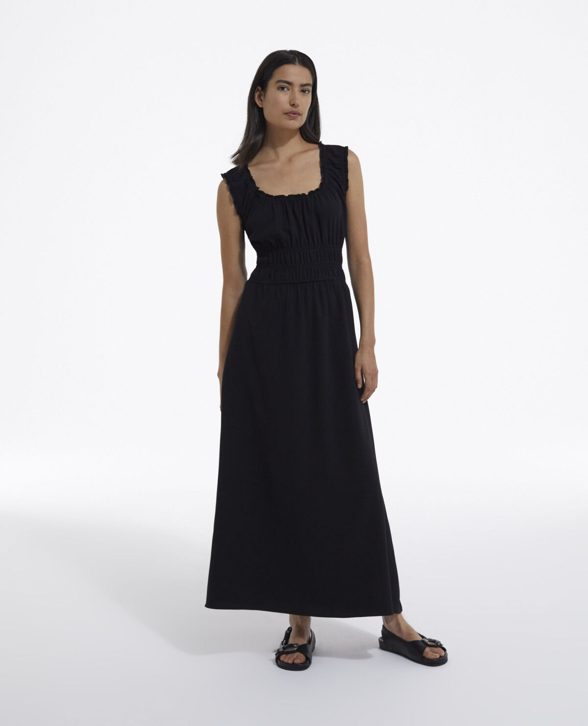 Robe noire habill e longue d collet e The Kooples