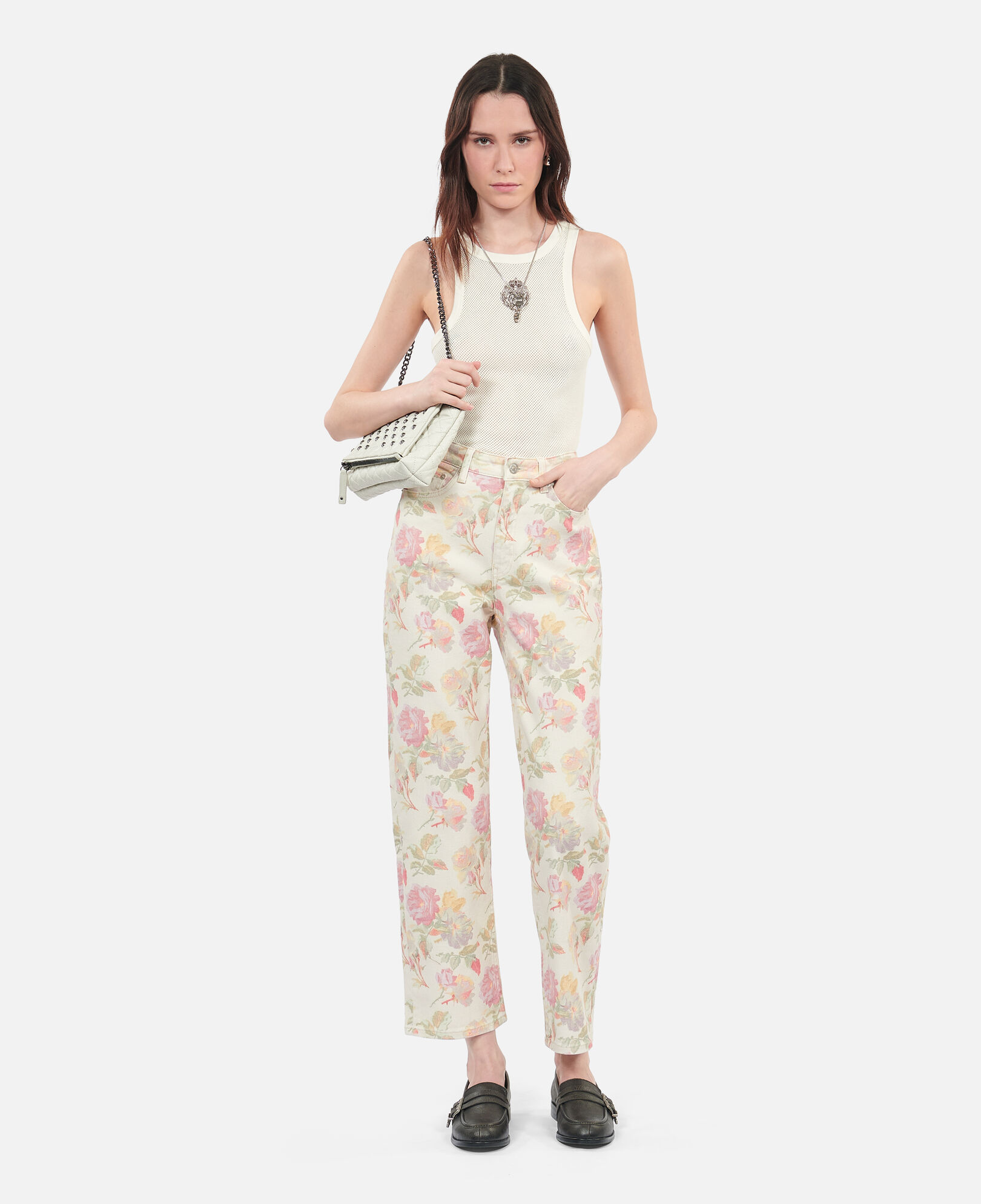 The Kooples DAMEN ECRU boyfriend-jeans mit blumenprint