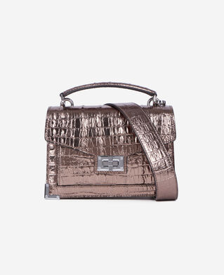 The Kooples FEMME PINK BRONZE sac emily small en cuir effet crocodile rose