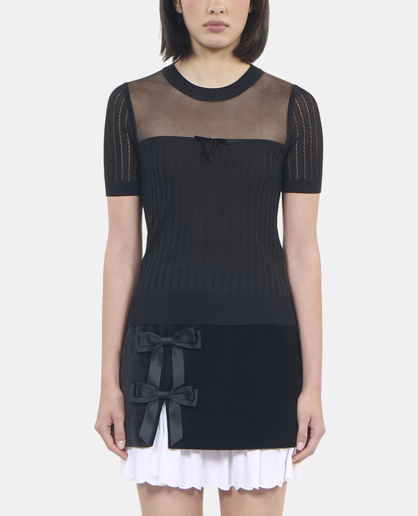 The Kooples WOMEN BLACK black openwork sweater