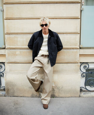 The Kooples MEN SAND beige wide-leg pants