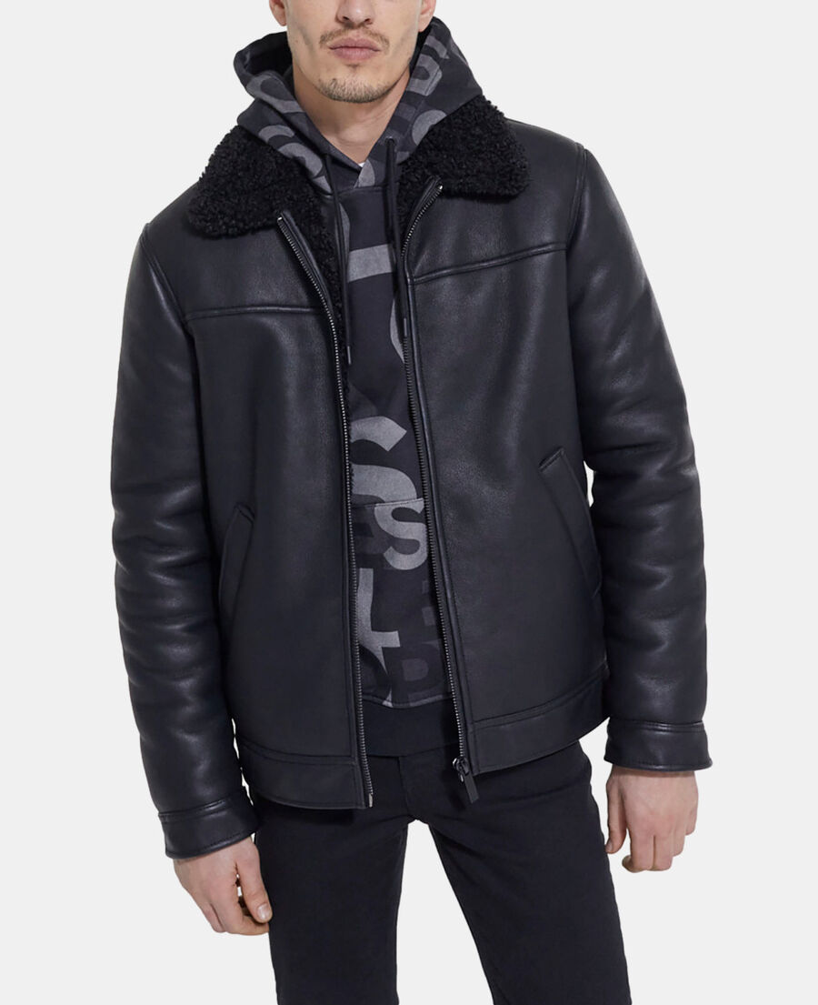 black faux fur coat
