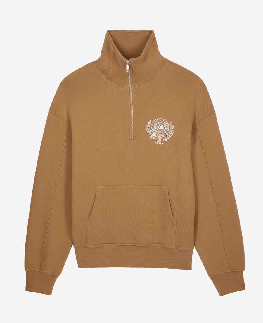 The Kooples HOMME LIGHT BROWN sweatshirt avec sérigraphie marron