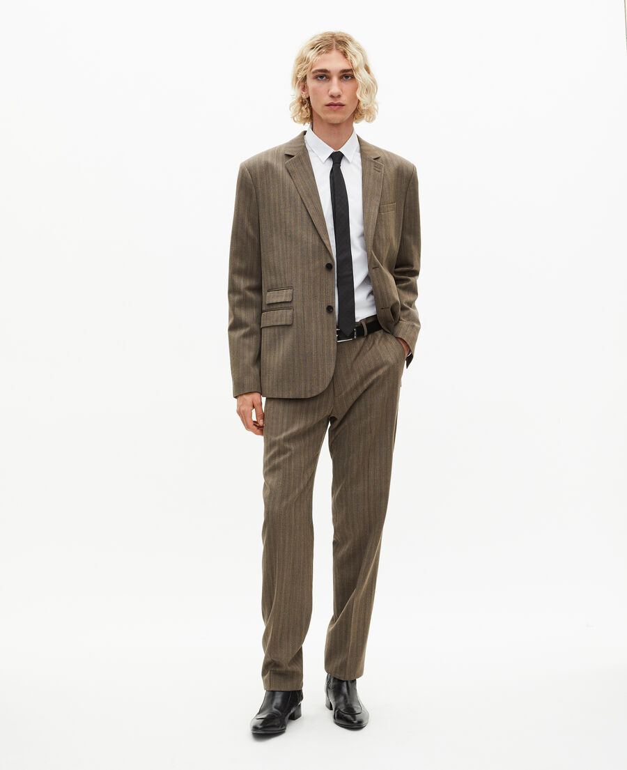 The Kooples H LIGHT BROWN brown pinstripe suit jacket