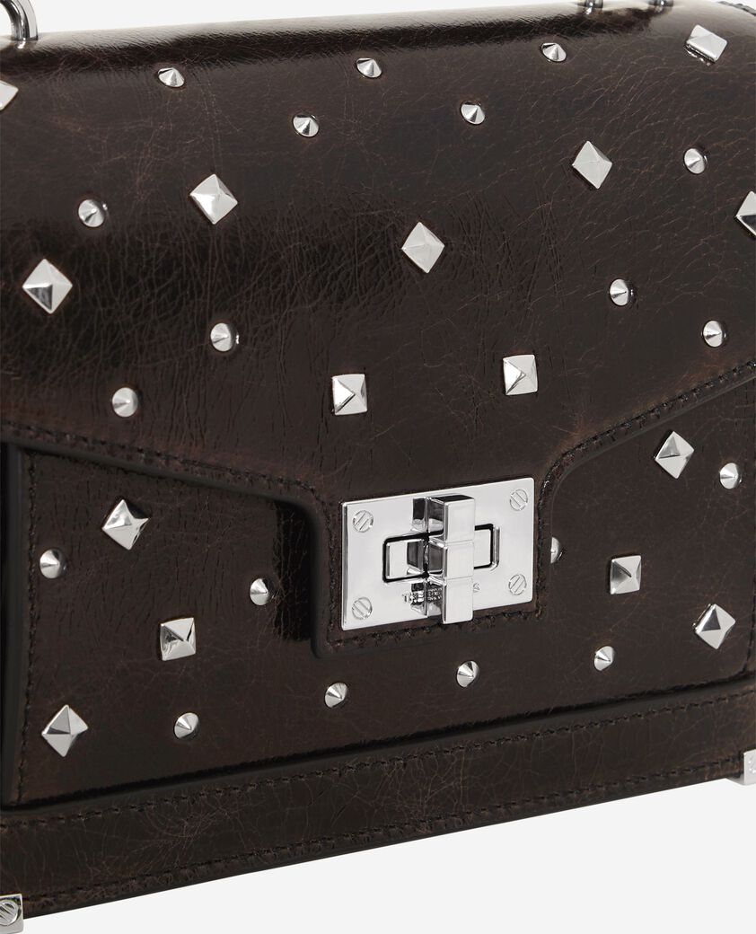 The Kooples MUJER BROWN bolso peque&ntilde;o emily de piel agrietada marr&oacute;n