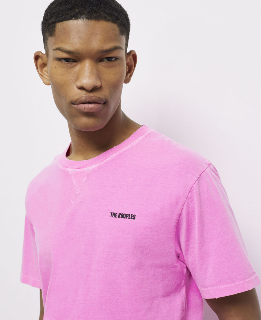 t-shirt homme rose fluo avec logo