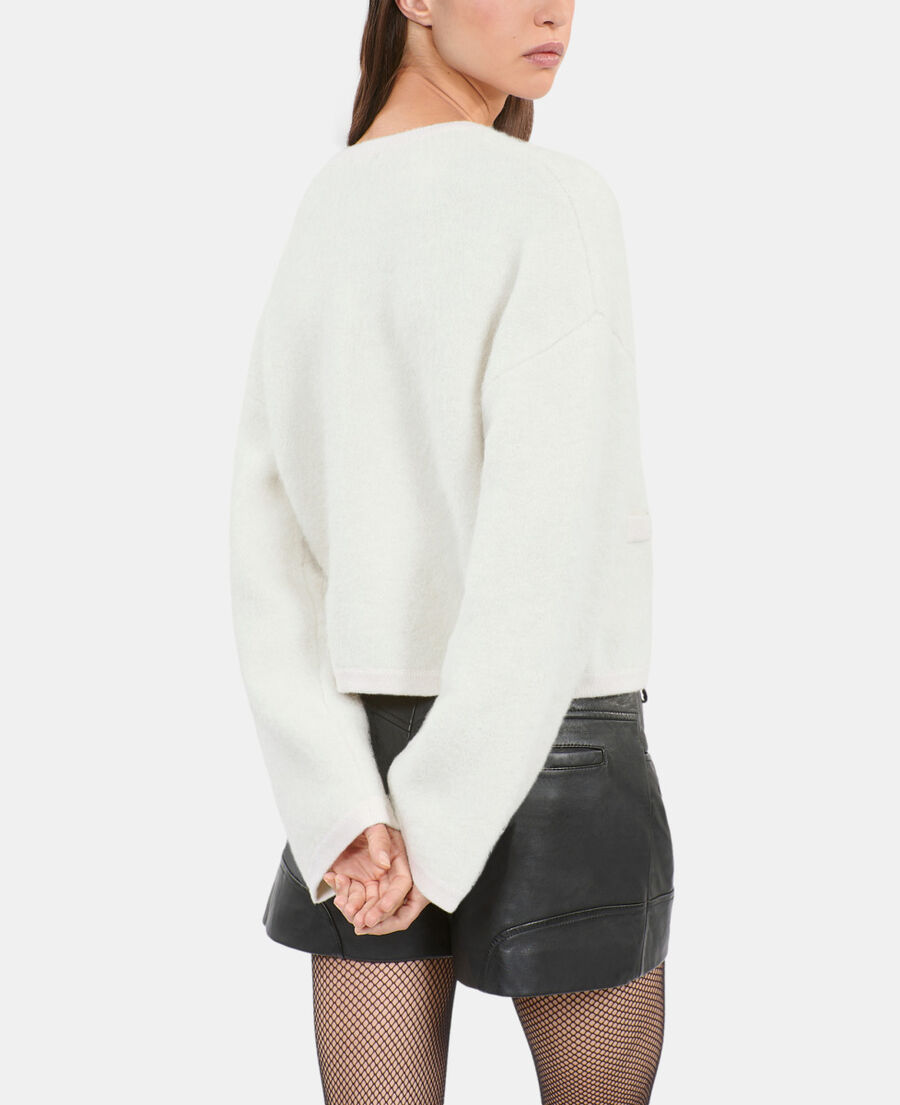 The Kooples DAMEN ECRU ecrufarbener cardigan aus wolle und alpaka