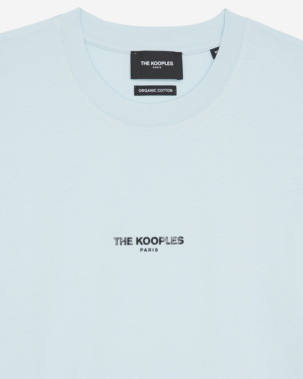 The Kooples MEN SKY BLUE blue cotton t-shirt with breast logo