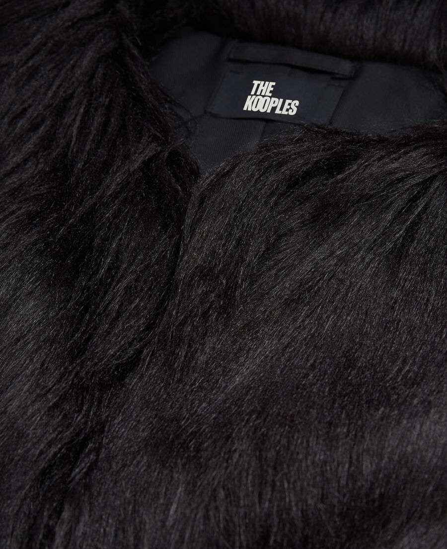 black faux fur coat
