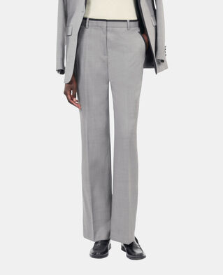 The Kooples F BEIGE MELANGE straight-legged tailored pants in taupe wool