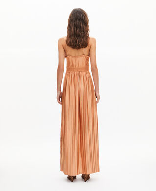 The Kooples WOMEN CAMEL light orange pleated maxi dress