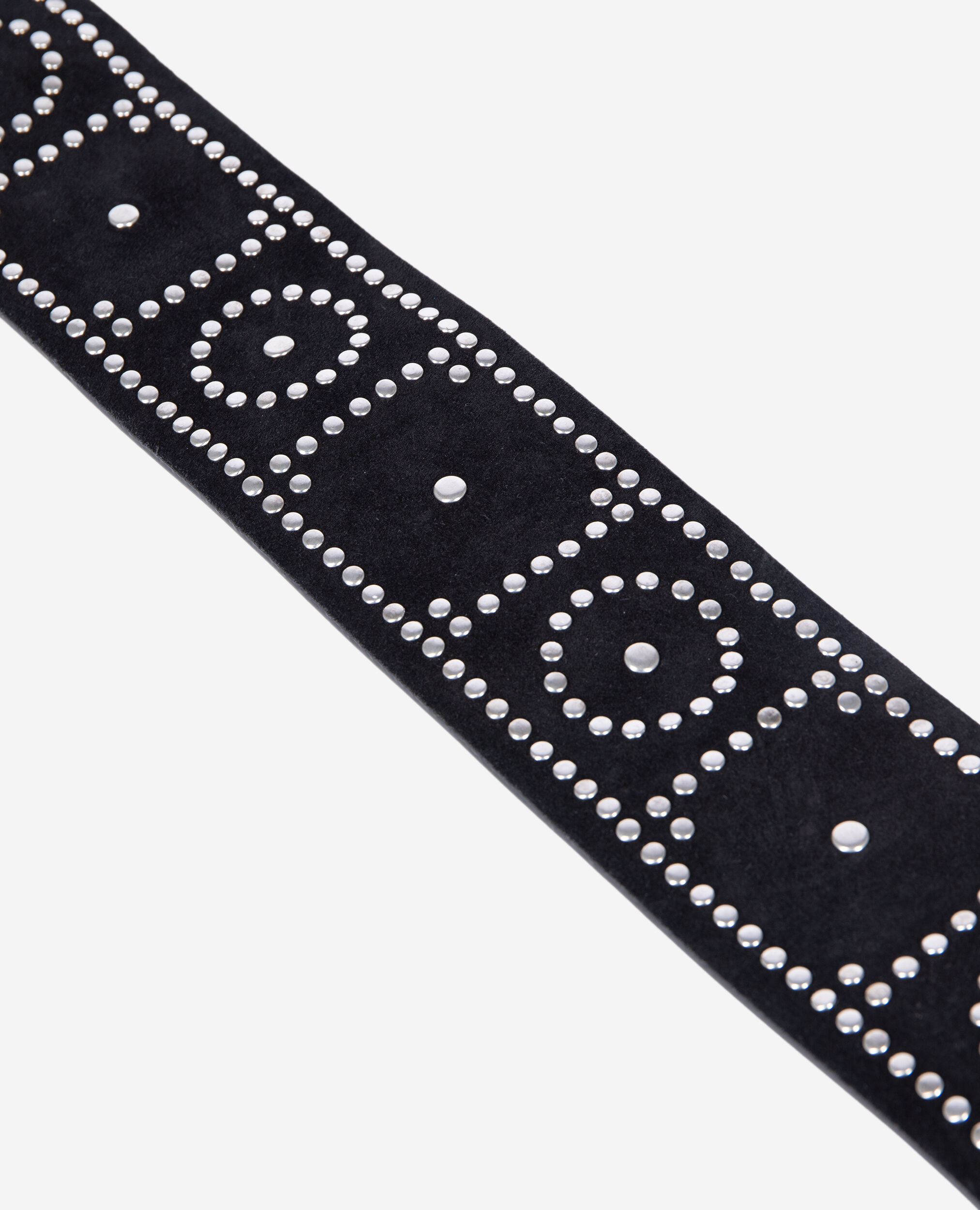 Wide black leather belt with studs, BLACK, hi-res image number null