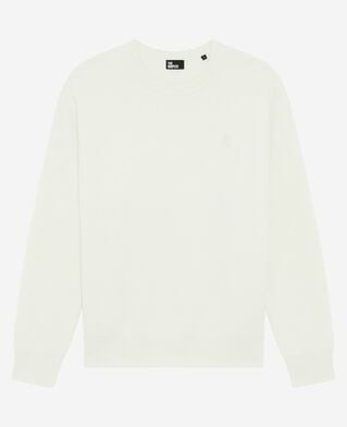 The Kooples HOMME ECRU pull col rond en laine double face écru