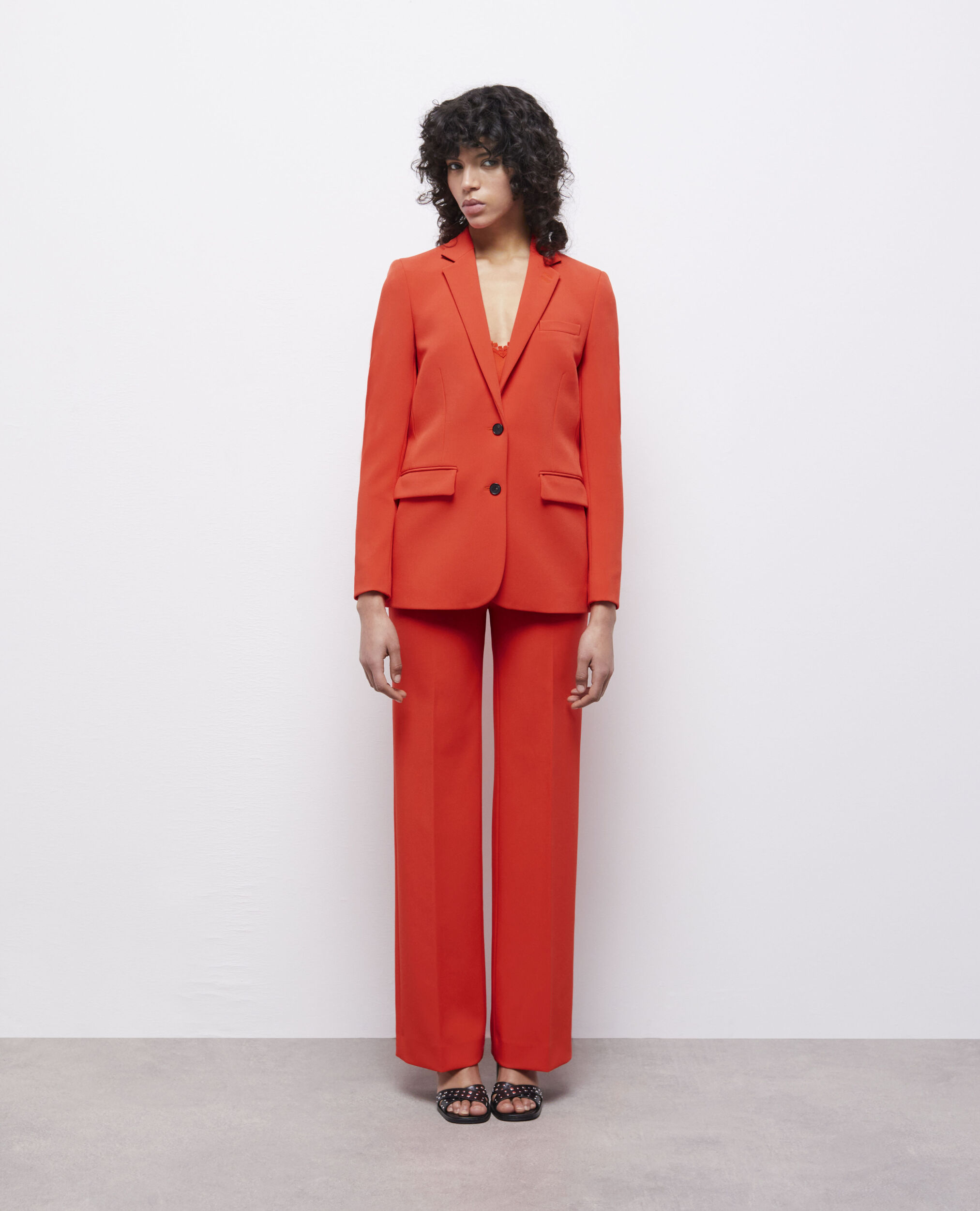 Orange crêpe suit jacket, ORANGE, hi-res image number null
