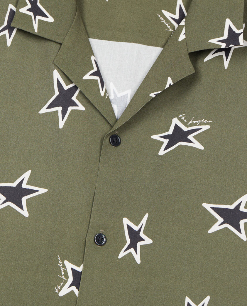 The Kooples MEN KAKI BLACK short-sleeved star printed shirt